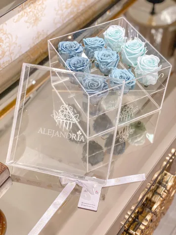 9 Rosas Preservadas en Caja Acrílica