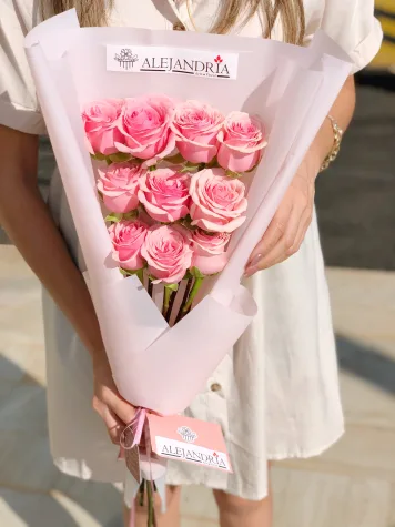 Ramo en papel "10 Pink Roses"