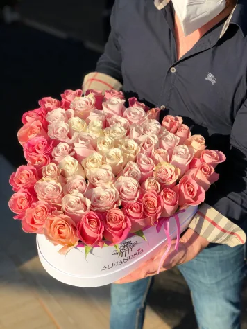 HeartBox "Pandora" Pink Roses