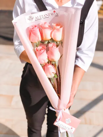 Ramo en papel "6 Pink Roses"