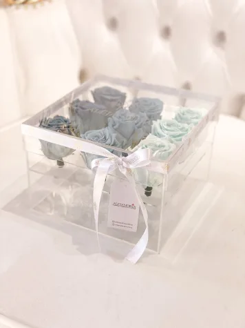 9 Rosas Preservadas en Caja Acrílica