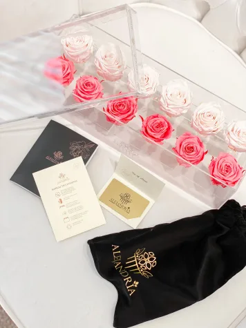 12 Rosas Preservadas en Caja Acrílica